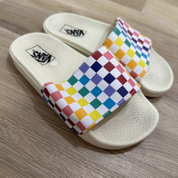 Vans Rainbow Checkers Slides Sandals - Picture 4 of 10